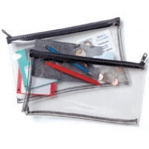 Horizontal Zipper-top Check Wallet - Clear Vinyl - 10 x 5"