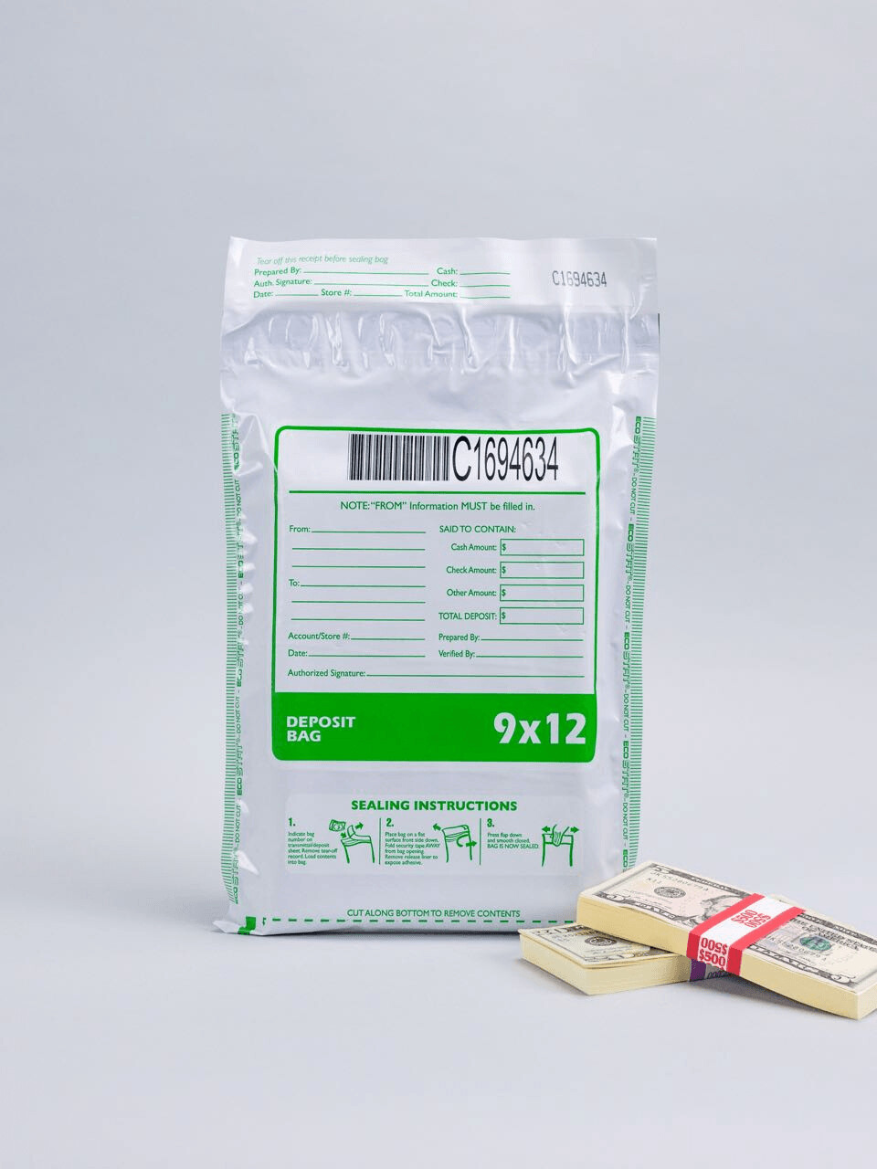 Tamper-Evident Bags - Currency - 9 x 12"