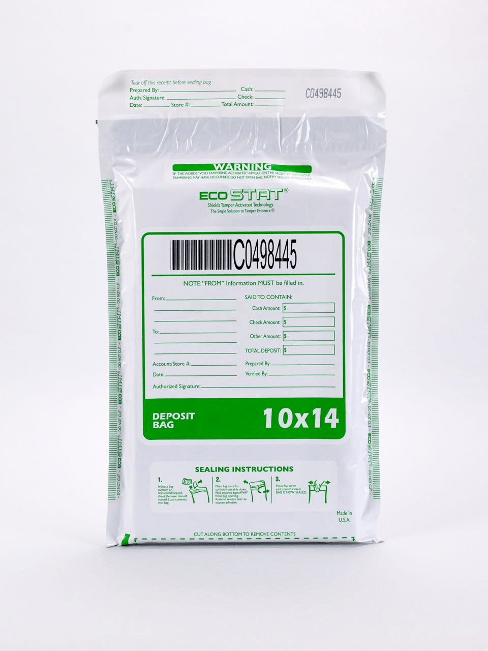 Tamper-Evident Bags - Currency - 10 x 14"
