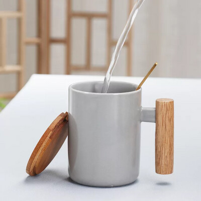 Creative Ceramic Mug with Wooden Handle 380ml