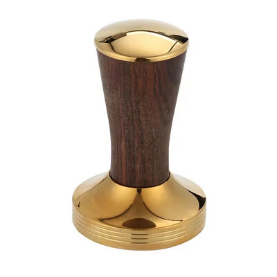 Espresso Tamper Stainless Steel with Wooden and Golden Color Handle