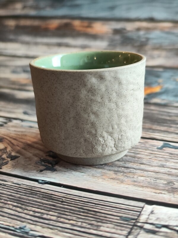 Handmade Stoneware Cup 95ml, Shape: Cylinder