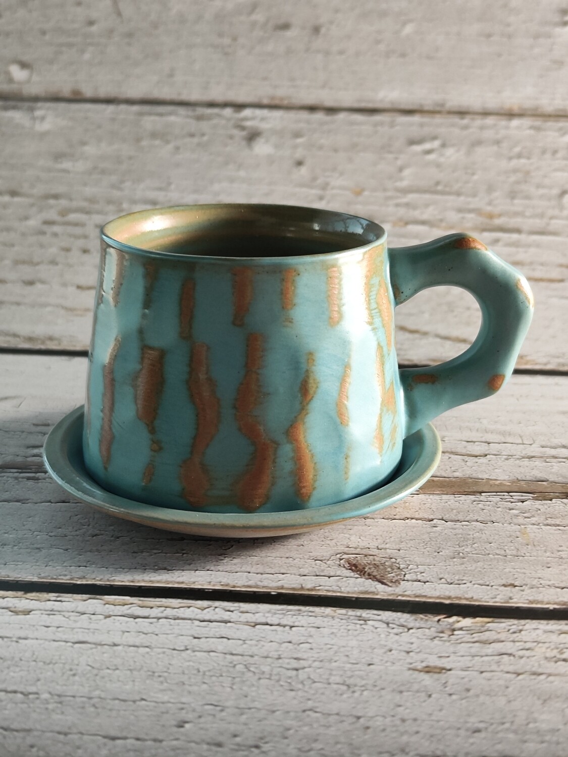Creative Ceramic Mug with Saucer 300ml, Color: Blue