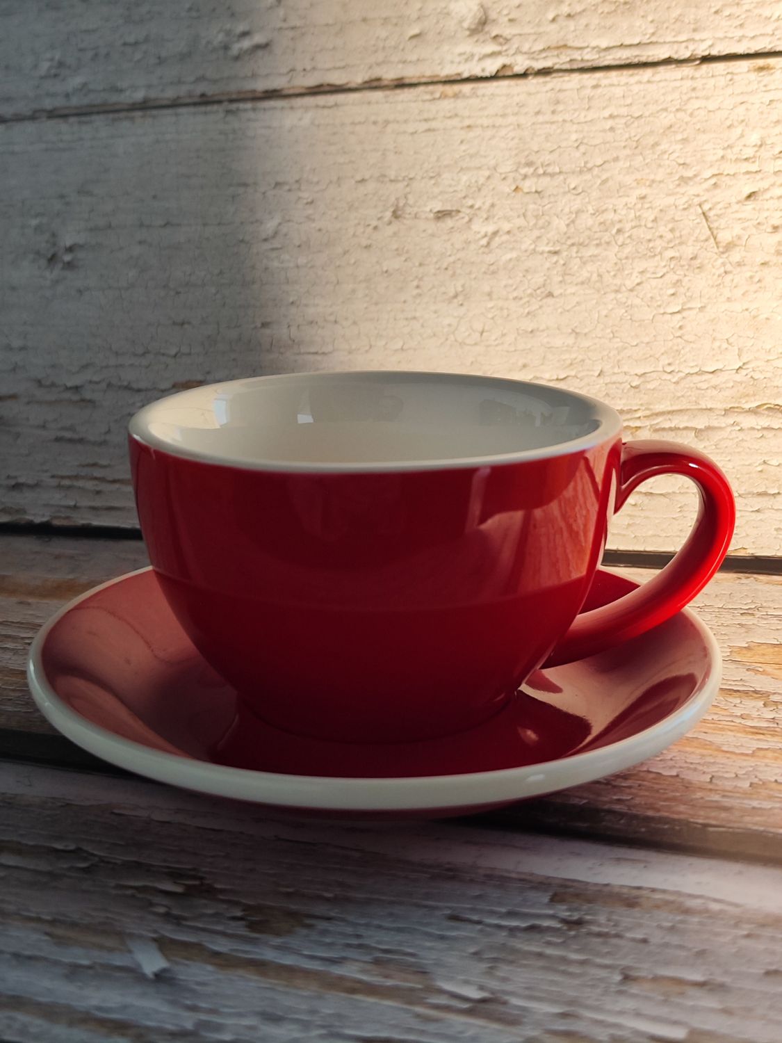 ACME Style Ceramic Mug with Saucer 300ml - Red