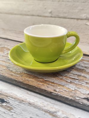 ACME Style Ceramic Mug with Saucer 70ml - Acid Lime