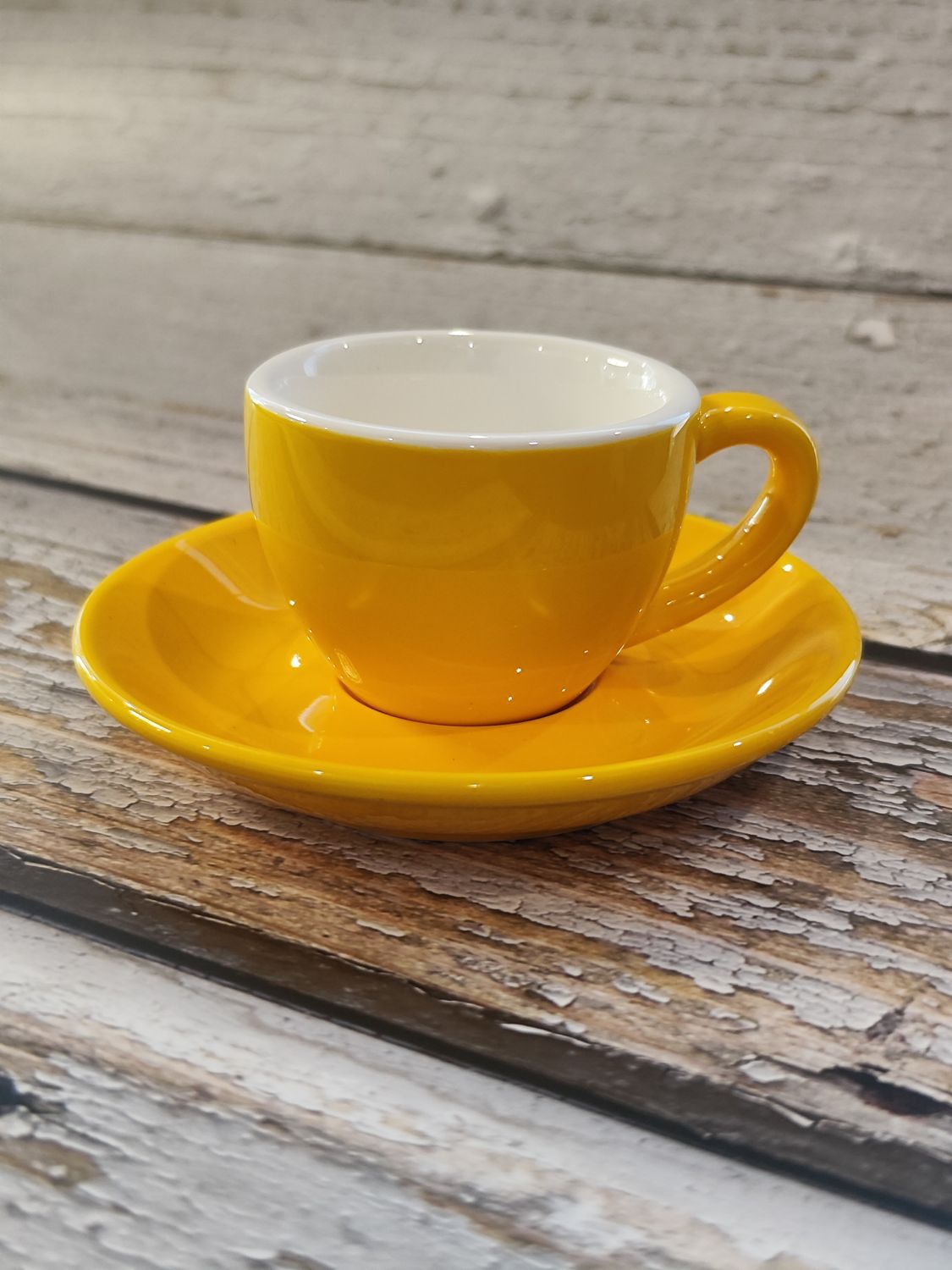 ACME Style Ceramic Mug with Saucer 70ml - Yellow