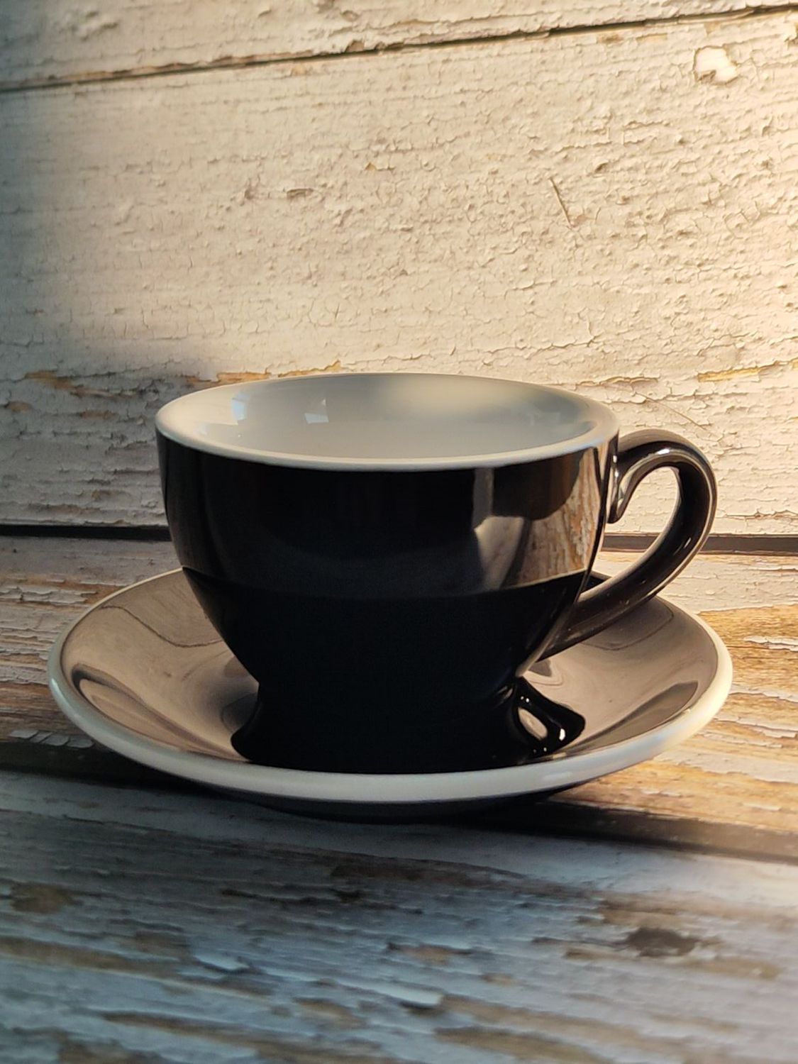 ACME Style Ceramic Mug with Saucer 300ml - Black