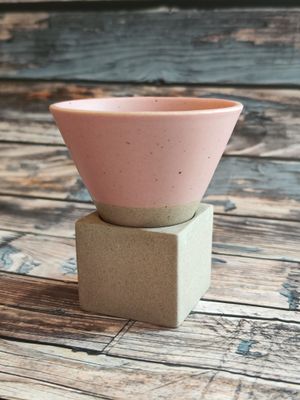 Cone Shaped Ceramic Cup  with Base 150ml - Pink