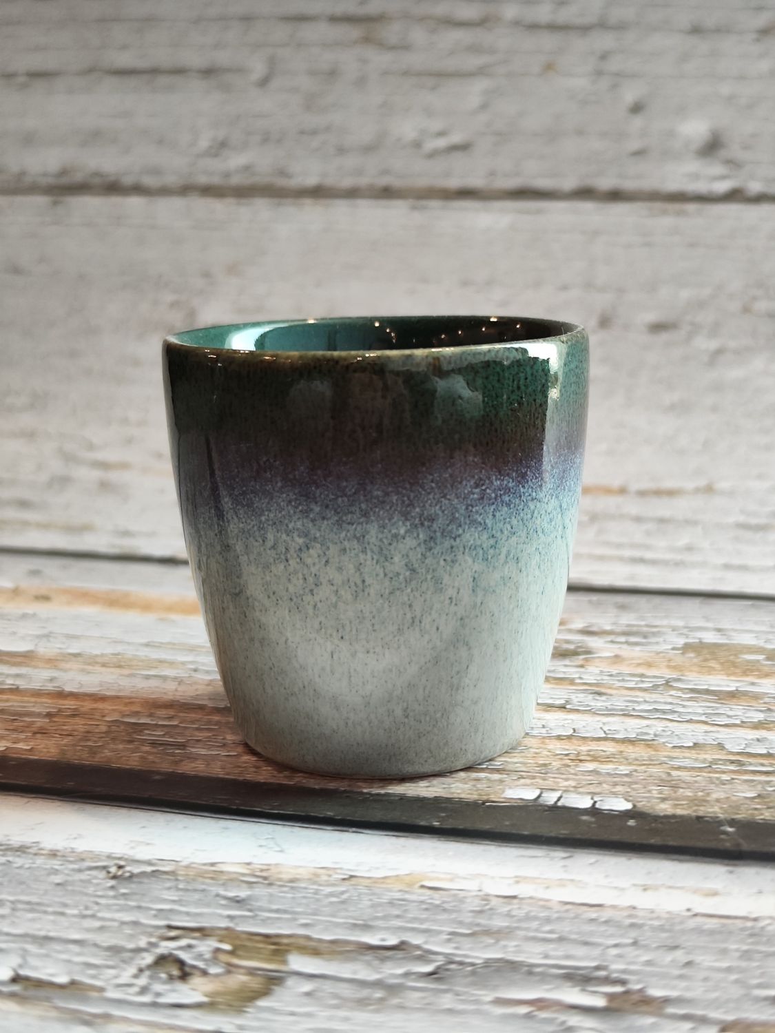 Creative Colorful Ceramic Cup 160ml - Dark Green, Brown &amp; Sky Blue