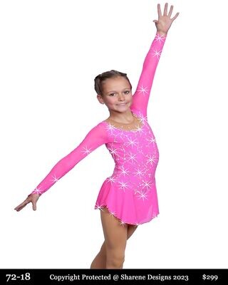 Long sleeve “IceDress Lite” (hot pink and black) – Figure Skating