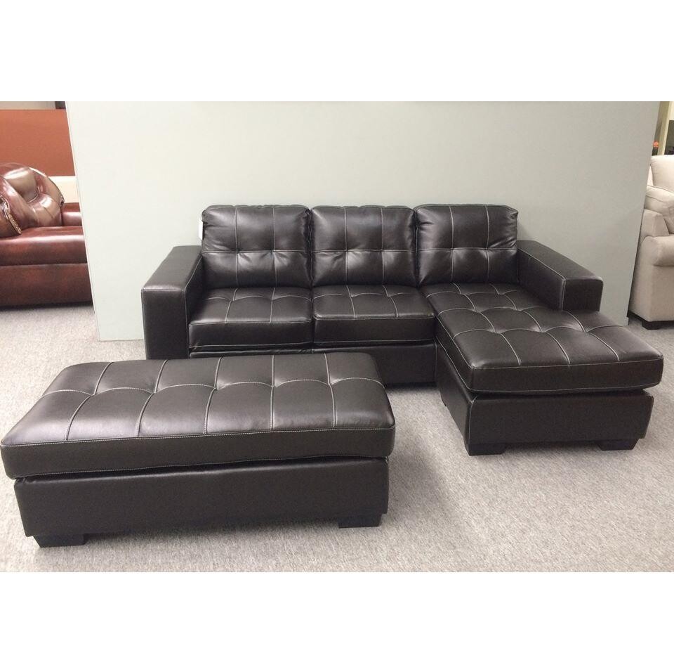 Jessie Bonded leather chaise with ottoman