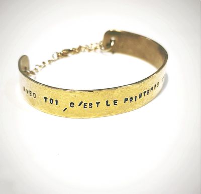 Bracelet  jonc &quot;AVEC TOI, C&#39;EST LE PRINTEMPS TOUS LES JOURS&quot;
