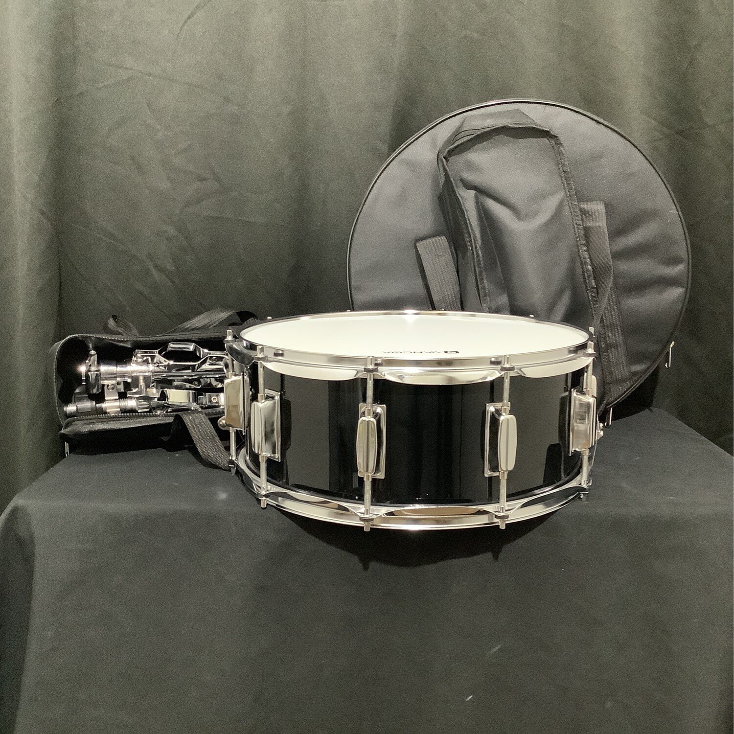 14" Vangoa Black Snare Drum with Bag and Snare Stand