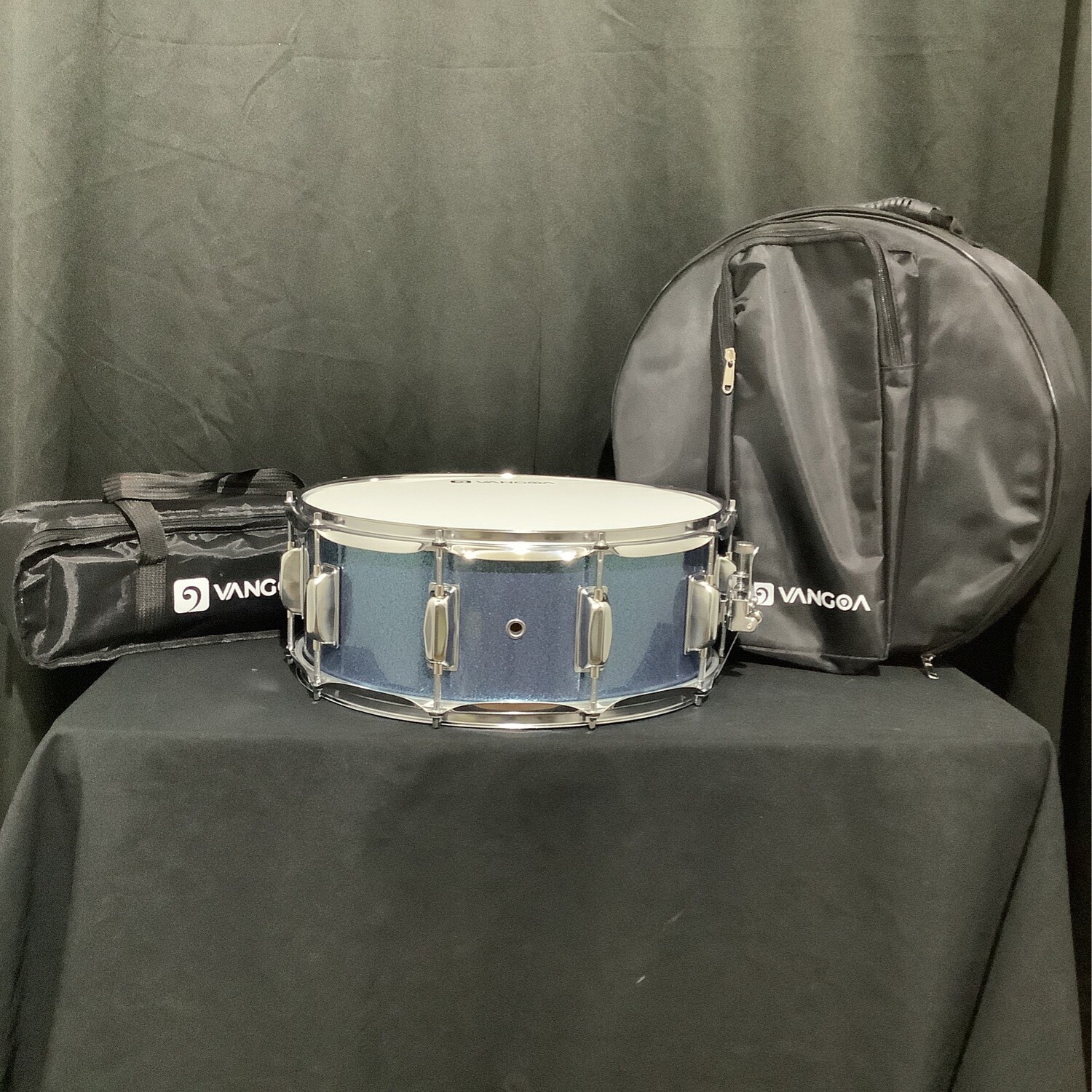 14" Vangoa Blue Snare Drum with Snare Stand