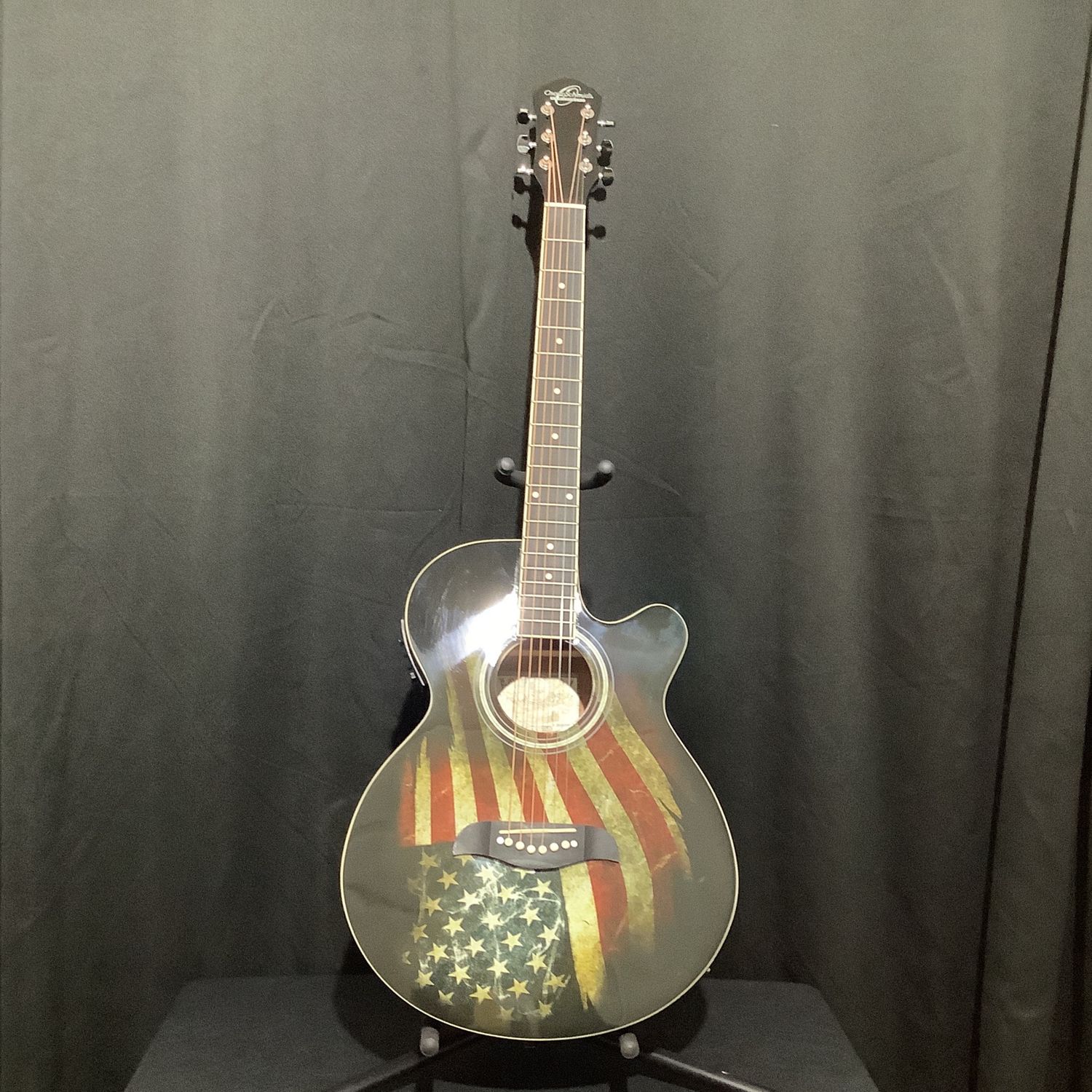 Oscar Schmidt by Washburn OG10CEFLAG-A-U Acoustic Electric Guitar