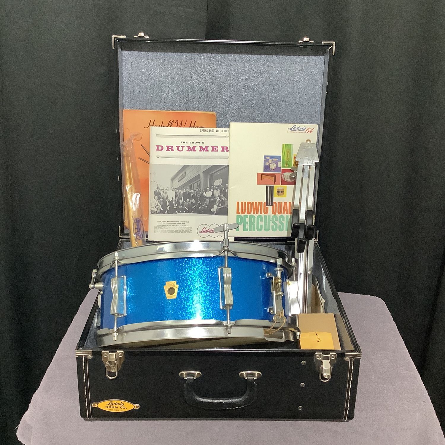1963 Ludwig Pioneer 14" x 5" Snare Drum w/Case and Stand