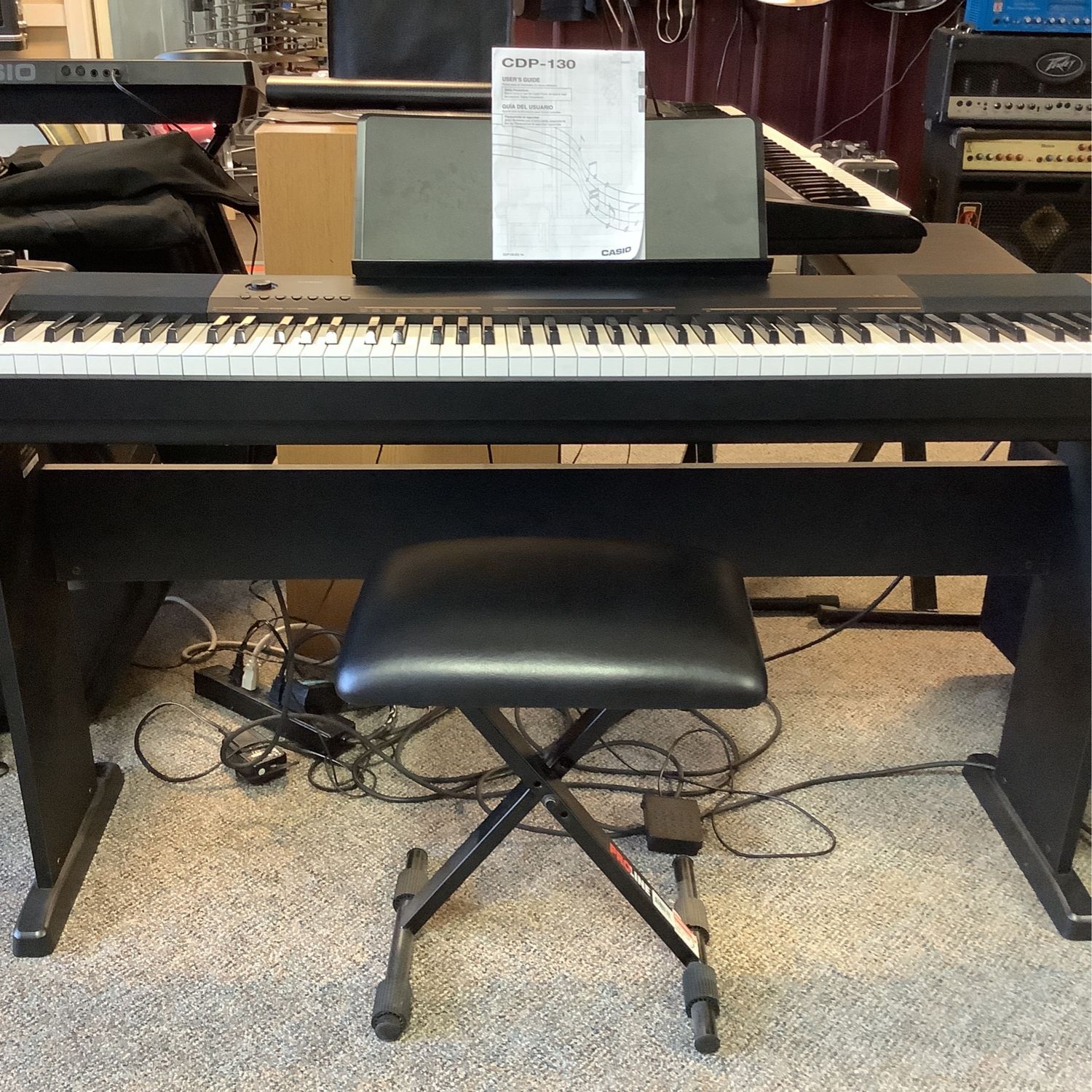 Casio CDP-130 Digital Piano w/Seat & Sustain Pedal (Weighted Keys)