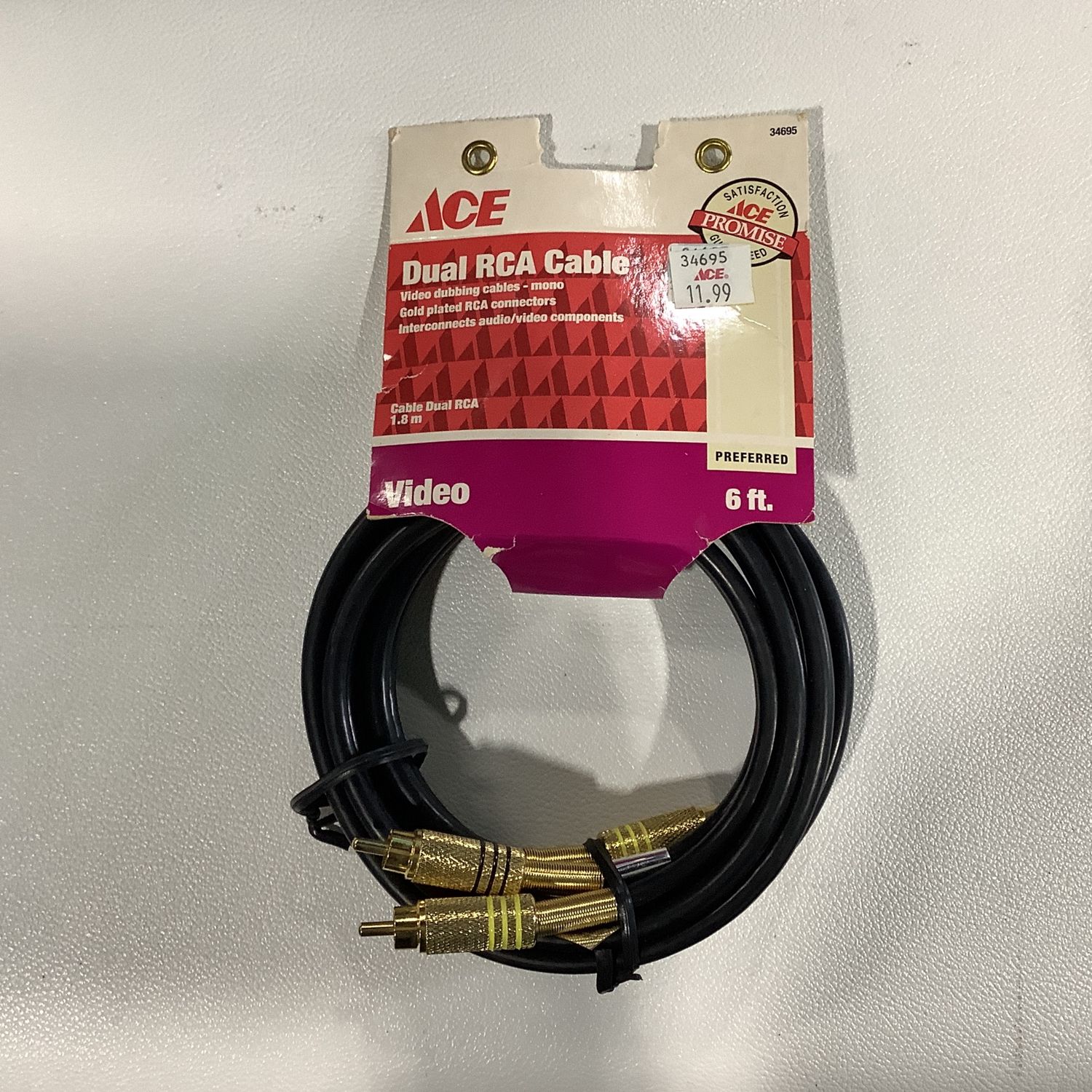 ACE 6ft Dual RCA Video Cable