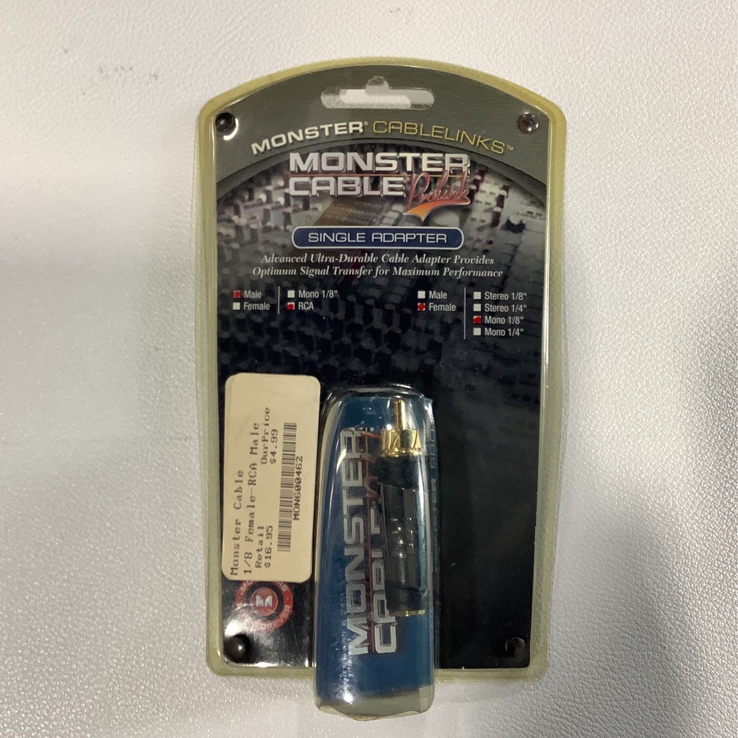 Monster Cable Prolink Single Adapter 1/8 Mono Female - RCA Male
