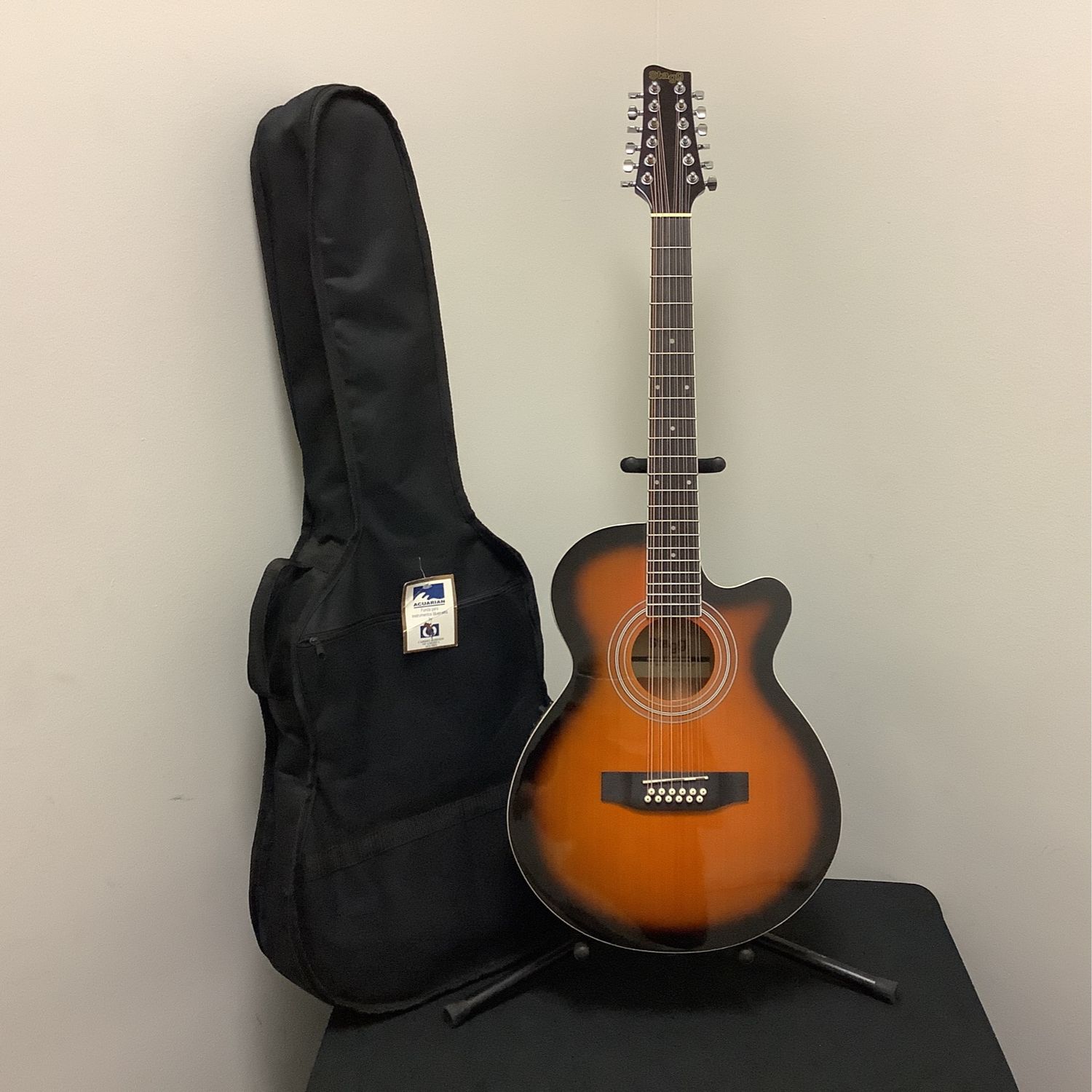 Stagg SA40MJCFI/12-BS Mini Jumbo 12-String Acoustic Electric Guitar w/Gig Bag