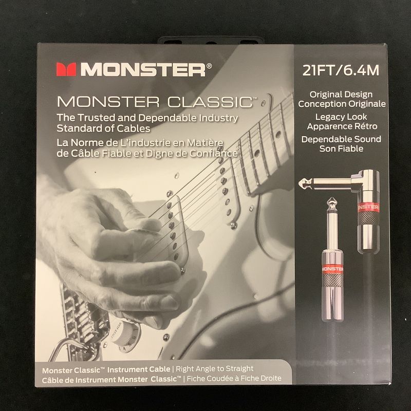Monster Prolink Classic Straight to Right Angle Coiled Instrument Cable - 21 FT Black