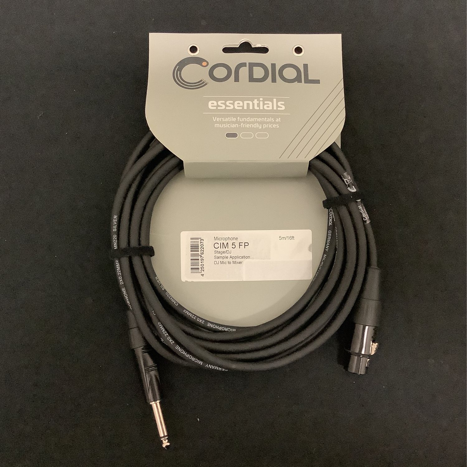 Cordial Essentials 16ft Microphone CIM 5 FP Stage/DJ Mic to Mixer Cable