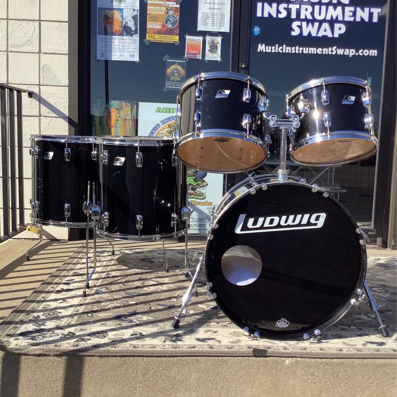 Ludwig 80's Black & White Badge 13"/14"/16"/18"/22" x 16" Bass, Drum Set