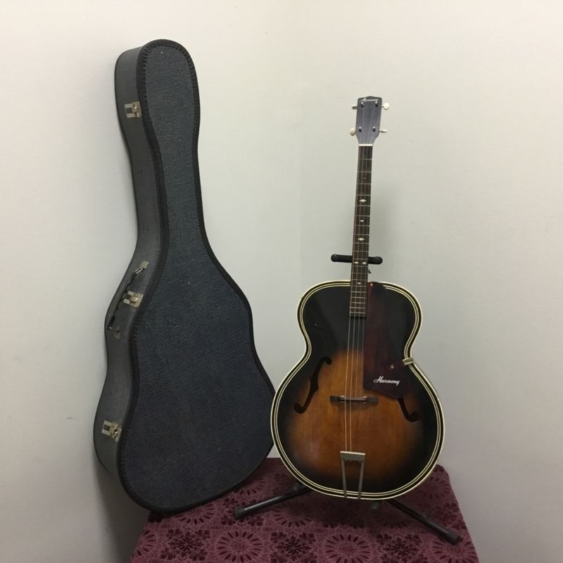 Harmony H1215 (S66-HM) Hollowbody Archtop 60's Sunburst Acoustic Guitar w/Chipboard Case (Tenor)