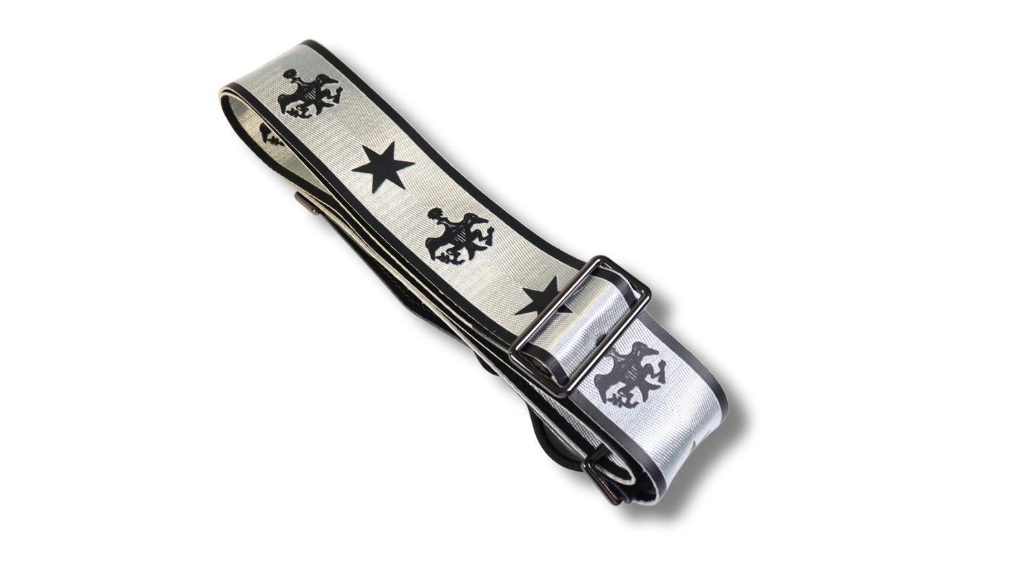 Disher President Washington Eagle Guitar Strap (Seatbelt-Nylon/Cowhide Leather) (Silver)