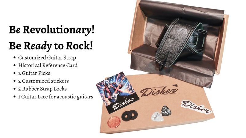 Disher General Washington Full-Grain Leather Guitar Strap (Black)