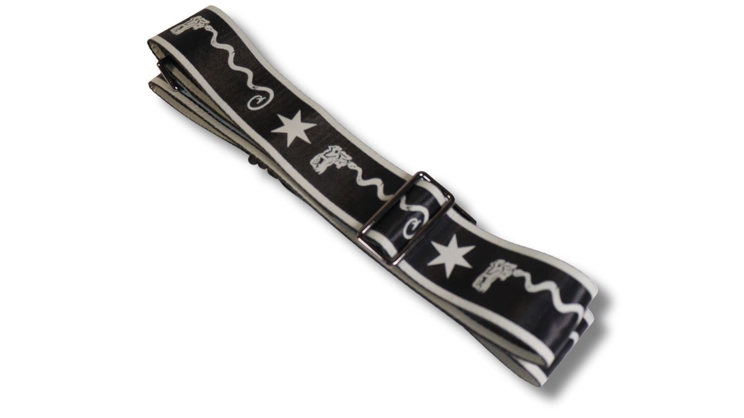 Disher Revolutionary Snake & Dragon Guitar Strap (Seatbelt-Nylon/Cowhide Leather) (Black)