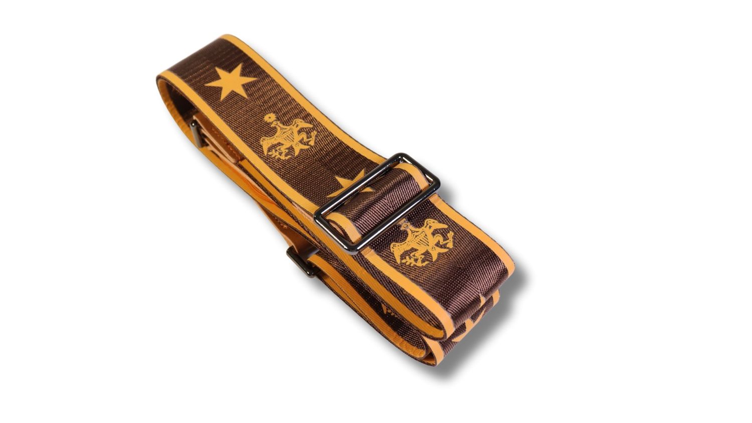 Disher President Washington Eagle Guitar Strap (Seatbelt-Nylon/Cowhide Leather) (Brown)