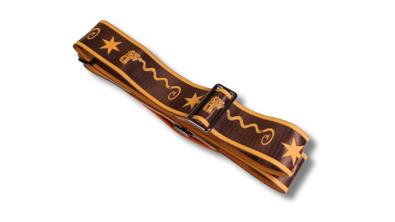 Disher Revolutionary Snake & Dragon Guitar Strap (Seatbelt-Nylon/Cowhide Leather) (Brown)