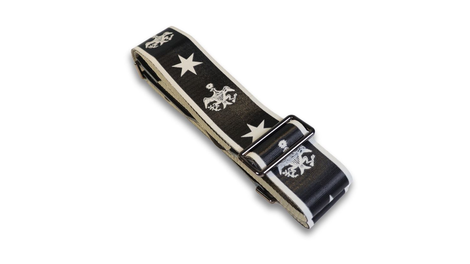 Disher President Washington Eagle Guitar Strap (Seatbelt-Nylon/Cowhide Leather) (Black)