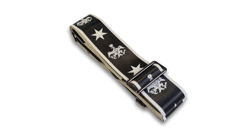 Disher President Washington Eagle Guitar Strap (Seatbelt-Nylon/Cowhide Leather) (Black)