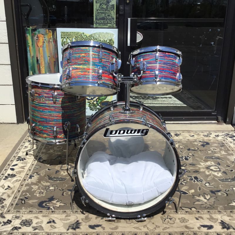 1968 Ludwig Psychedelic Red 12"/13"/16"/22" Drum Set
