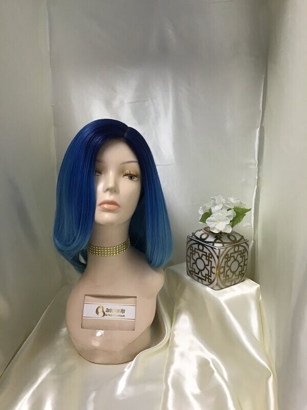 Synthetic Aceureblue  Lace Part Two Tone Wig 14' inches