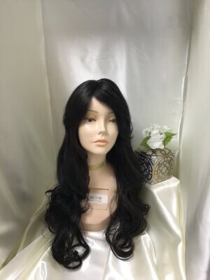 #1B/30 Synthetic Wavy Wig with Bangs