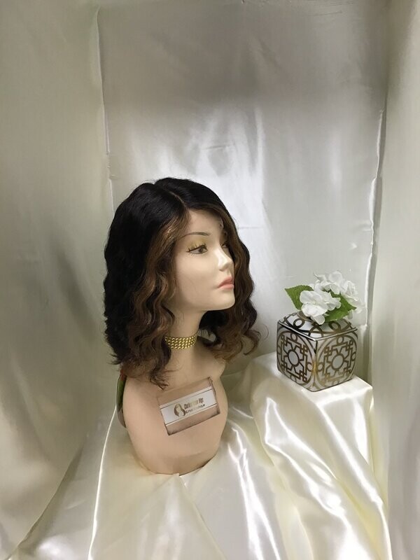#1B/27 Brazilian Natural 100% Human Hair Premium Lace front Wig 12' inches