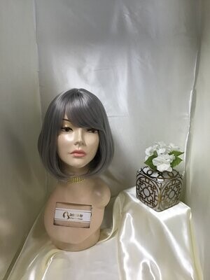 Synthetic Gray Wig With Bangs 10' inches