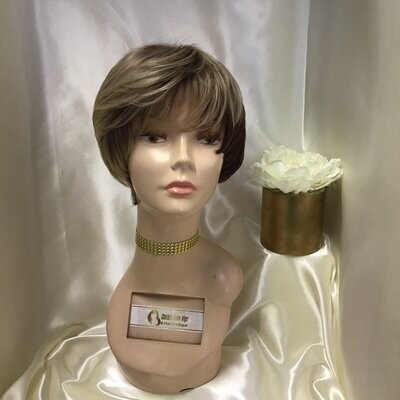 Synthetic Two Tone Blonde and Burgandy Short Wig
