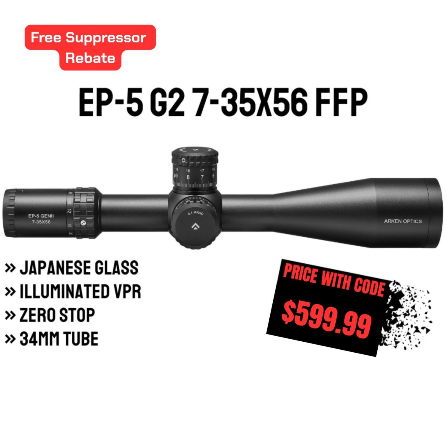 EP-5 7-35X56 Gen 2 FFP Illuminated VPR - Zero Stop - 34mm Tube