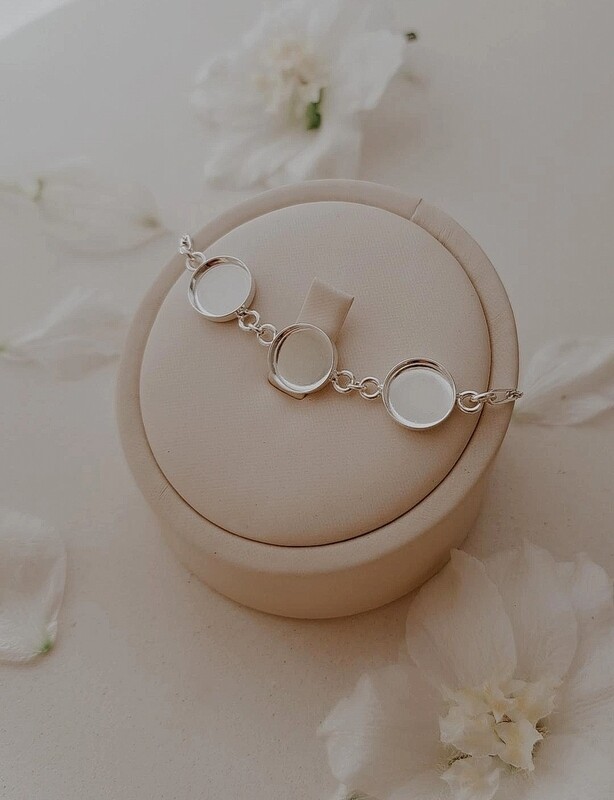 Armband/ketting met 3 bedels zilver/goud