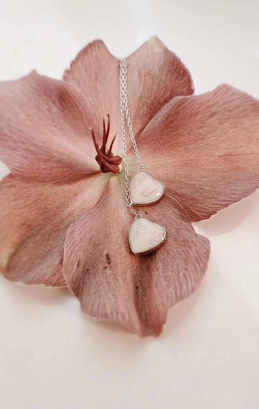 2 hartjes boven/onder ketting 925 zilver
