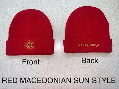 Macedonian Sun Style Beanie (Red)