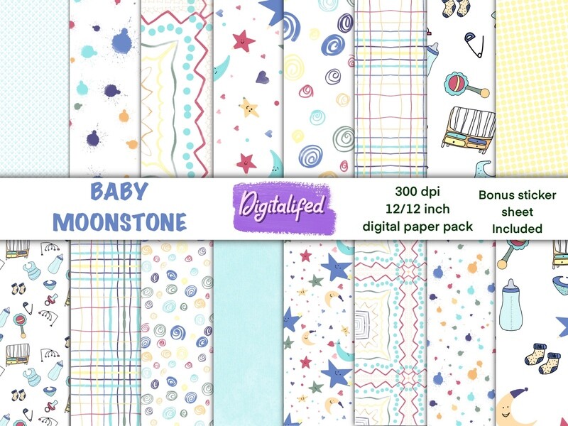 Baby moonstone  digital paper pack