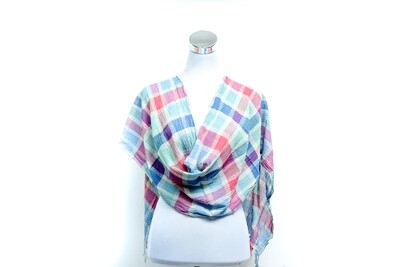 Cotton - Wrinkles Handloom Scarf - Pink &amp; Blue Checked