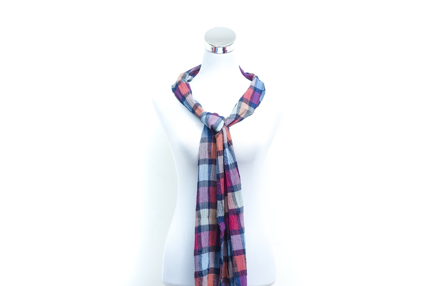 Cotton - Wrinkles Handloom Scarf - Multicoloured Checked