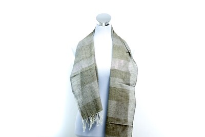 Cotton-Rolex Weft Stripe Handloom Stripe - Siam &amp; Grey Stripped