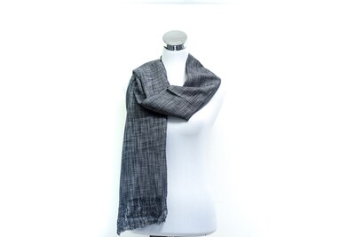 Cotton-Linen Tie &amp; Dye Handloom Scarf - Black &amp; Grey Shaded